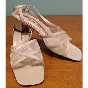 Jacquese Levine Y2K Sparkly Gold Strappy Leather FIAMA Square Toe Sandals Sz 6.5